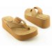 RAMPAGE Sangria Thong Platform Wedge Tan Shoe Women 8