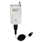 Retractable Power Hot Sync and Charge USB Data Cable w/ Tip Exchange for the Motorola T720 - Gomadic Brand
