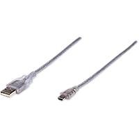 Navigationssysteme: IC Intracom Manhattan USB 2.0 Mini Kabel USB Anschlusskabel A / Stecker - A mini 5pol / Stecker 1.8 m silber transparent