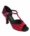 T-Strap Ballroom Dance Shoe Red Sparkle