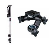 Bogen - Manfrotto Three Section Chrome Monopod #679 with 3025 3D Junior Head