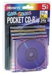 5-pack Pocket Mini CDR 24 Media Cool Colors 24x 210MB with slim