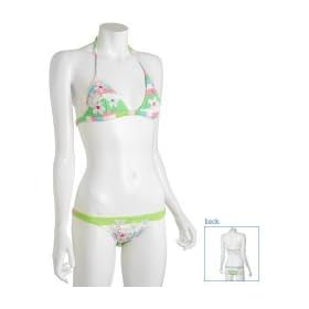Salinas Swimwear green and pink floral appliqué 'Oasis' bikini Salinas Swimwear green and pink floral appliqué 'Oasis' bikini