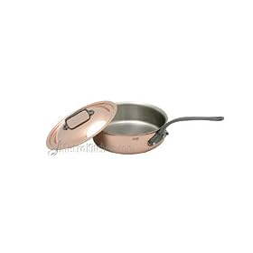 Mauviel 2mm 1.9 qt. Copper Saute Pan with a Cast Iron Handle, with Lid by Mauviel