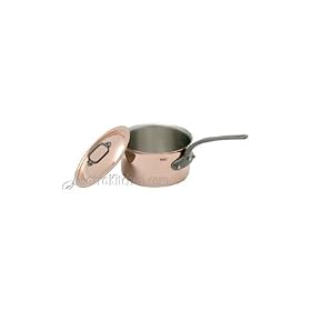 Mauviel 2mm 1.9 qt. Copper Sauce Pan with a Cast Iron Handle, with Lid by Mauviel