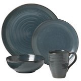 PTS America 222 Fifth Studio Midnight Blue 16-Piece Dinnerware Set, Service for 4 by Dinnerware