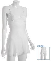 Cosabella white lace trim chemise and thong set