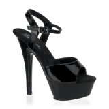 KISS 6 Inch Spike Heel Platform Sandal Shoes Black/Black Pleaser