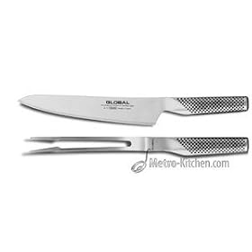Global Two Piece Carving Knife Set with Curved Carving Fork by Carving Forks