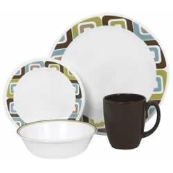Corelle 16-pc. Squared Pattern Dinnerware - Round by Corelle