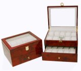 Review   / Watch Box Storage Chest For 20 Watches Quality Burlwood Finish Inlaid Top