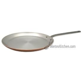 Mauviel 12 in. Copper Crepe Pan with Cast Iron Handle by Cast Iron Pans