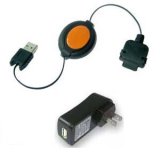 For For Sony Clie PEG-SJ33/ SJ20 Retractable Sync and Charge Cable - Travel Charger Bundle
