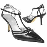 Borgo degli Ulivi Black Smooth Calf Leather T-strap Pump Shoes