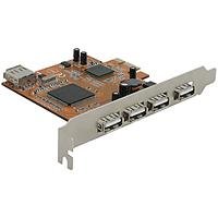 DeLock USB 2.0 PCI Karte Controller PCI-Express - 4 x USB2.0-A/Buchse extern + 1 intern port
