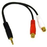 6IN Audio Y Cable 3.5MM Stereo Plug/m To 2X Rca Jack/f