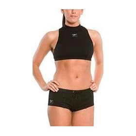 Speedo Women's Endurance Solid Crop Top with Built In Sports Bra Speedo Women's Endurance Solid Crop Top with Built In Sports Bra