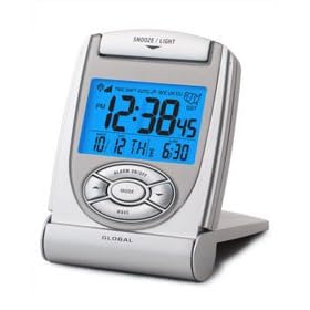 Global Atomic Travel Alarm Clock Digital Multi Band World Radio Controlled RC339EL Silver