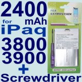 2400mAh Battery for HP Compaq iPaq 3800 , 3835 , 3850 , 3870 , 3875 PDA + Screwdriver and Installation MANUAL