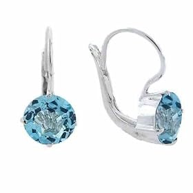 Sterling Silver Light Blue and White Murano Glass Millefiori 4mm Bead Earrings