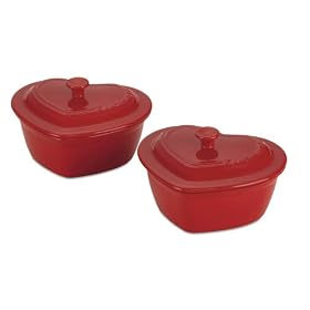 Cuisinart Chef's Classic Ceramic Bakeware 9-Ounce Heart Ramekins with Cover, Set of Two by Cuisinart