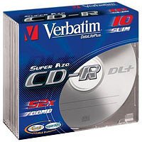 Verst&auml;rker und Receiver: Verbatim 48x 700 MB SuperAZO Crystal Surface Slim Case 10er Pack OPP Wrap CD-Rohlinge