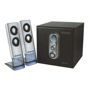 Verst&auml;rker und Receiver: Vivanco 2.1 PC-Lautsprecher Bluelight-Cinderella, Aluminium
