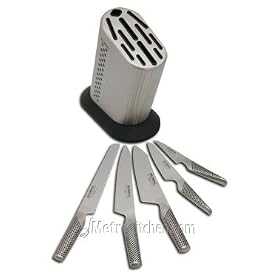 Global 6 Piece Knife Block Set - Black Dot Knife Block by Chef's Knives