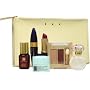 Estee Lauder Travel Set Taupe Faux Suede Bag 7 Piece Kit