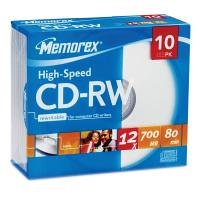 MP3 Player: Memorex CD-RW 700MB 8-12x 10er Pack Slim Case CD-Rohlinge