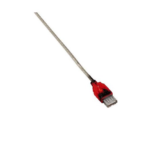Heimkinosysteme: Hama USB-Verl�ngerungskabel Flash-Light red (USB-A <-> USB-A-Kupplung); 1,8m; mit farbiger Leuchtdiode in den Steckern