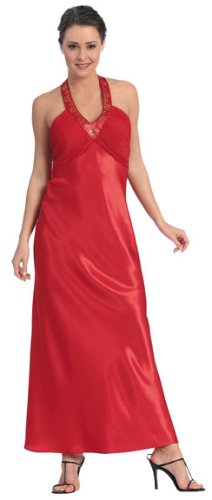 Sexy Embroidered Halter Tie Contrast Bust Long Prom/ Bridesmaid/ Evening Dress