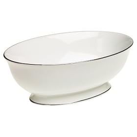 Lenox Tribeca Platinum-Banded Bone China Open Vegetable Bowl by Lenox