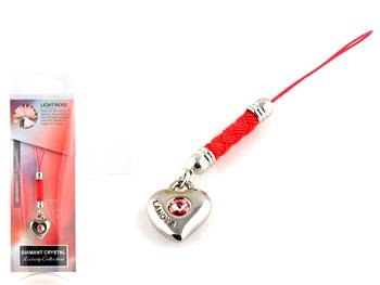 Festplatten: Swarovski Handyschmuck Herz rose/rot POT03
