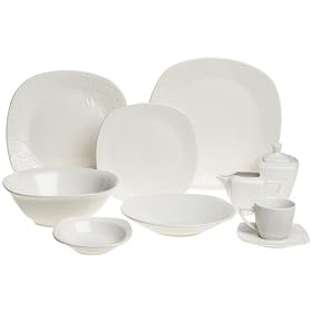 Oneida Square Round Retro Leaves 53-Piece Dinnerware Set, Service for 8 by Dinnerware