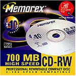 MP3 Player: Memorex CD-Rohlinge CD-RW 700MB Jewel Case (max. 10x) (80 Min) 10er Pack