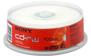 Festplatten: Sony CDRW 700 SPD CD-ReWritable 1x- 4x Speed 700 MB 25er Spindel