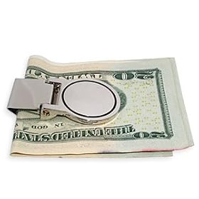 Compact Silver Plated Metal Money Clip ID Card Holder