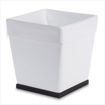 BLACK & WHITE CERAMIC WASTEBASKET