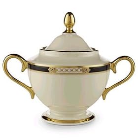 Lenox Hancock Gold-Banded Fine China Sugar Bowl with Lid by Sugar Bowls