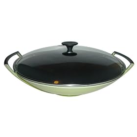 Le Creuset 4-3 4-Quart Enamel Cast Iron Wok with Glass Lid, Kiwi by Le Creuset