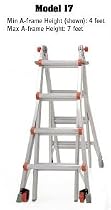 Little Giant Ladder Model 17 1A w/ Wheels & 3 Accessories
