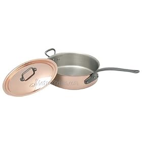 Mauviel 2mm 4.9 qt. Copper Saute Pan with a Cast Iron Handle, with Lid by Mauviel