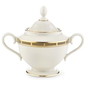 Lenox Desert Vista Ivory China Gold Banded Sugar Bowl by Lenox