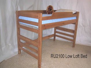 Low Height Twin Loft Bunk Bed-Medium Walnut