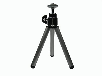 Digitalkameras: Dreifu� Mini Stativ aus Alu mit ausziehbaren F��en f�r Digitalkamera und Videokamera in silber