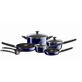 T-Fal Styles Hard Enamel 10-Piece Cookware Set, Blue by Cookware Sets