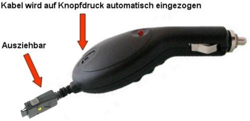 Heimkinosysteme: Handy KFZ-Ladekabel Premium mit Aufrollmechanismus von HILLICOM f�r SAMSUNG SGH A200 / A300 / A400 / A800 / C100 / C130 / C200N / C210 / C300 / D410 / D500 / D600 / E100 / E300 / E310 / E330 / E340 / E350 / E370 / E380 / E600 / E610 / E630 / E700 / E710 /