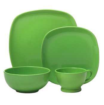 Gibson Escapade Collection Escapade Solid Green 16pc Dinnerware Set