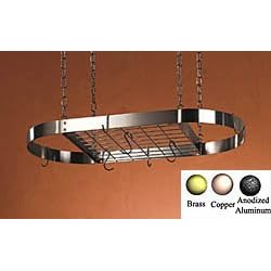 Oval Pot Rack w Grid - (Stainless Steel w  Chrome Accessories) by 